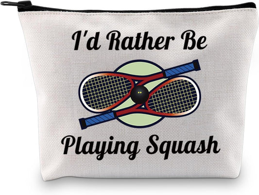 Squash Pouch Makeup Bag I'D Rather Be Playing Squash Cosmetic Bag Gifts for Squash Lovers Squash Player Gift (I'D Rather Be Playing Squash)