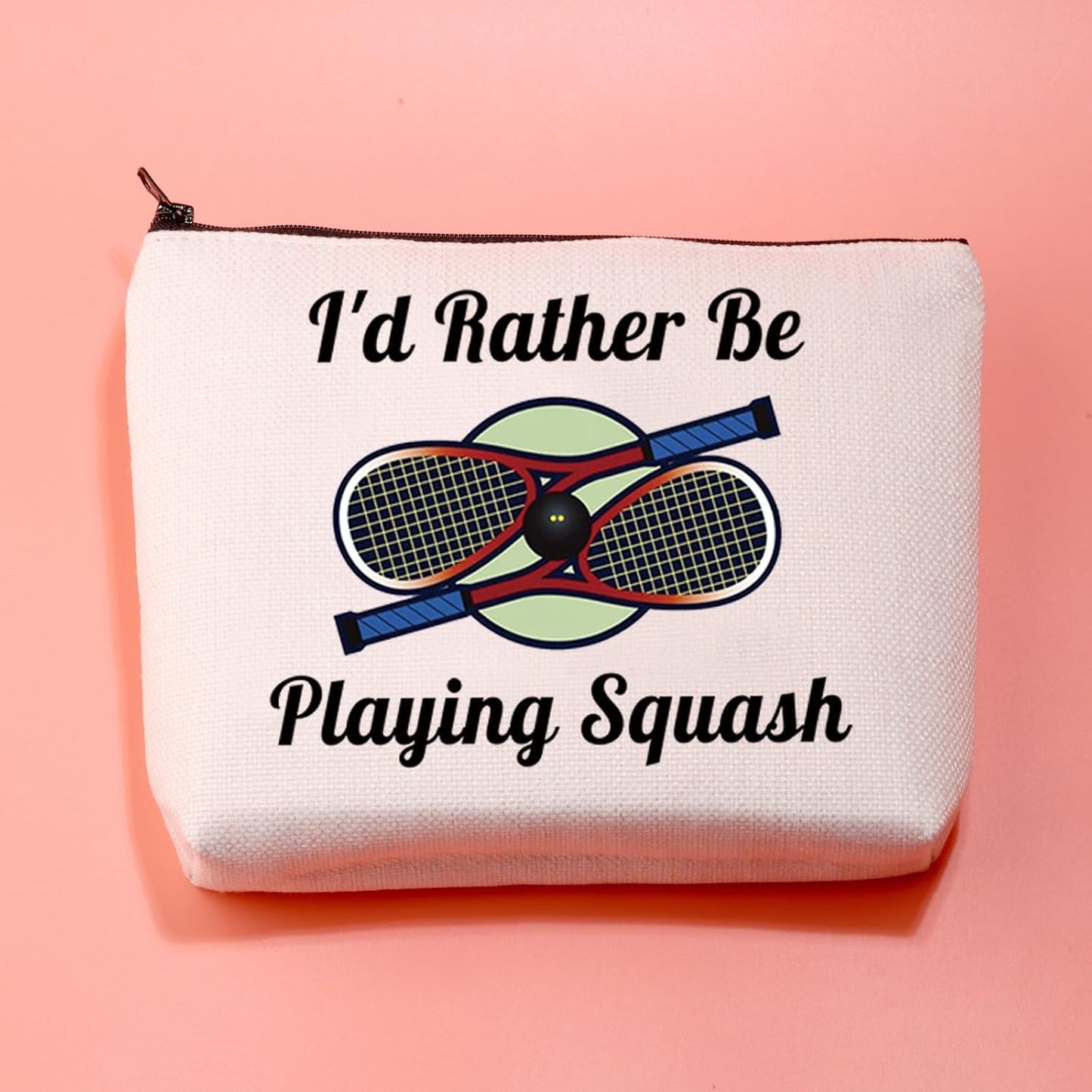 Squash Pouch Makeup Bag I'D Rather Be Playing Squash Cosmetic Bag Gifts for Squash Lovers Squash Player Gift (I'D Rather Be Playing Squash)