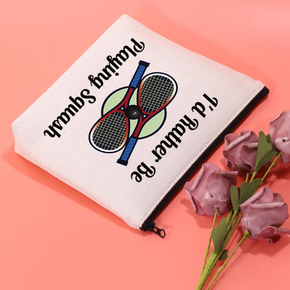 Squash Pouch Makeup Bag I'D Rather Be Playing Squash Cosmetic Bag Gifts for Squash Lovers Squash Player Gift (I'D Rather Be Playing Squash)