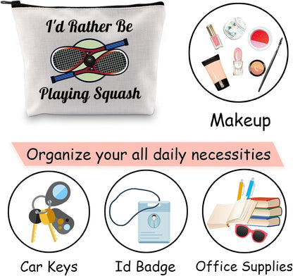 Squash Pouch Makeup Bag I'D Rather Be Playing Squash Cosmetic Bag Gifts for Squash Lovers Squash Player Gift (I'D Rather Be Playing Squash)