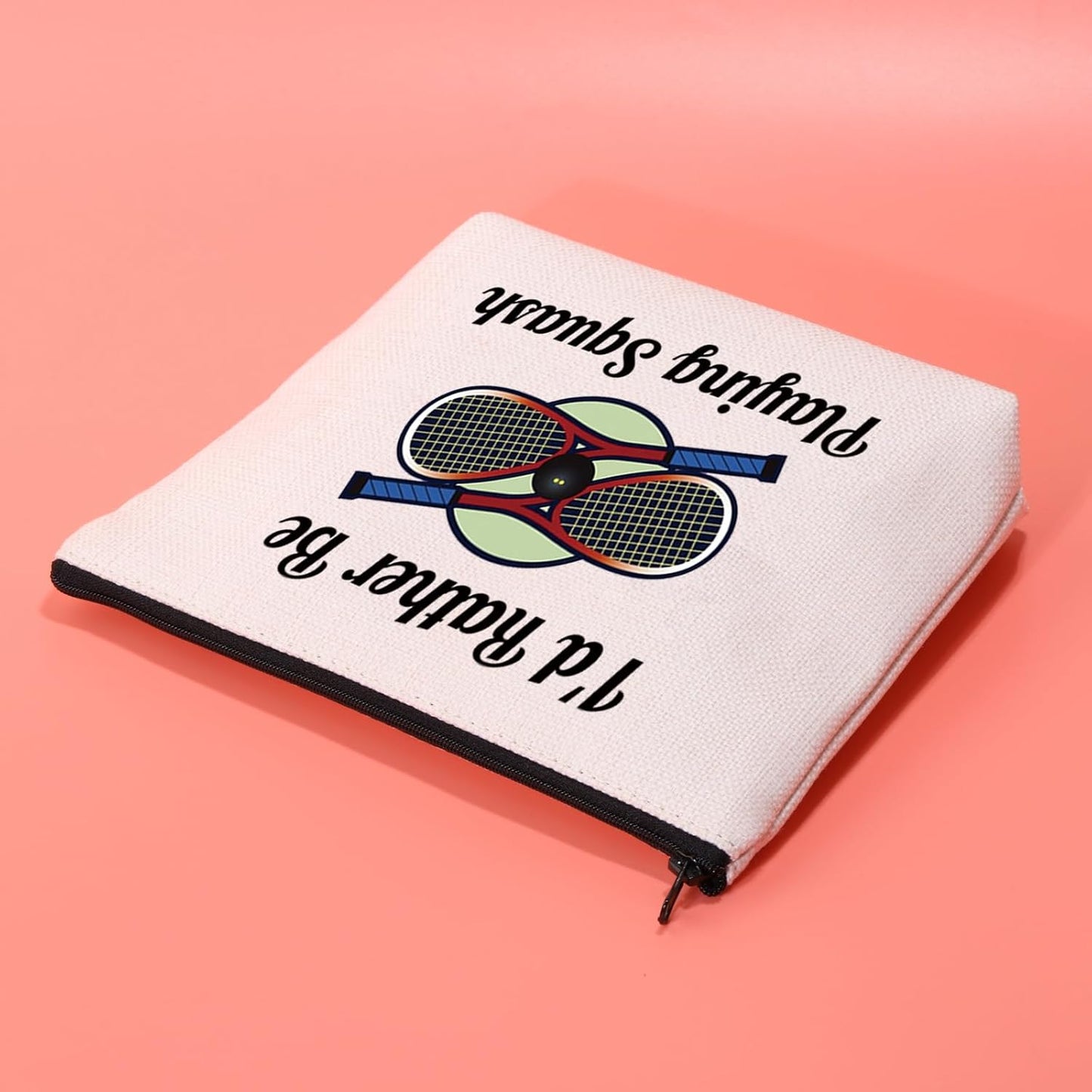 Squash Pouch Makeup Bag I'D Rather Be Playing Squash Cosmetic Bag Gifts for Squash Lovers Squash Player Gift (I'D Rather Be Playing Squash)